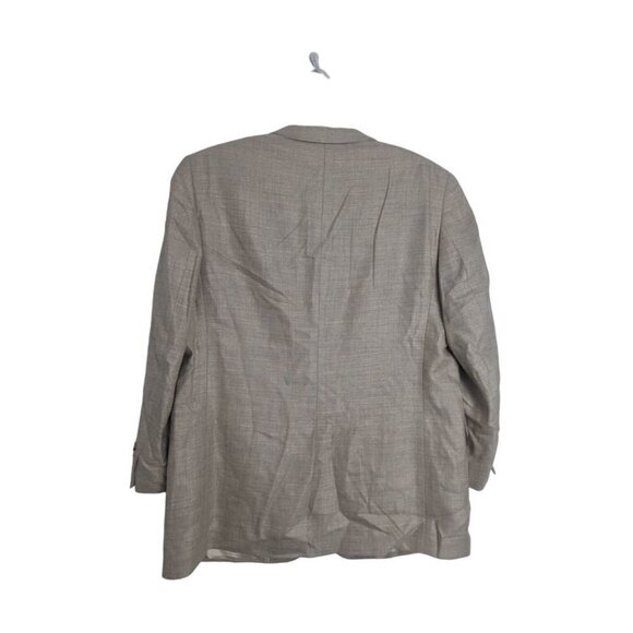 Jos A Bank Tan Grey Wool Bamboo Rayon 3 Button Sport Coat Jacket Blazer Sz 48L - Picture 3 of 8